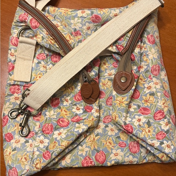 Laura Ashley Floral Duffel Bag with Brown Leather Accents - Picture 4 of 7